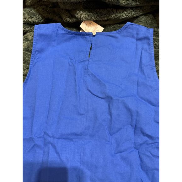 NWT J.Crew Embroidered trim shell Blue Sleeveless Tank Size Small Causal Linen - Picture 6 of 9